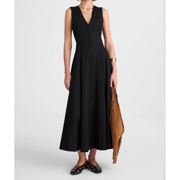 Madewell Dresses & Skirts - Madewell Black V-Neck Circle Seamed Maxi Dress Sleeveless Cotton NW050 Size 4
